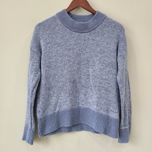 Toad & Co Womens Recycled Denim Pullover Sweater Medium Blue Mock Neck Marled